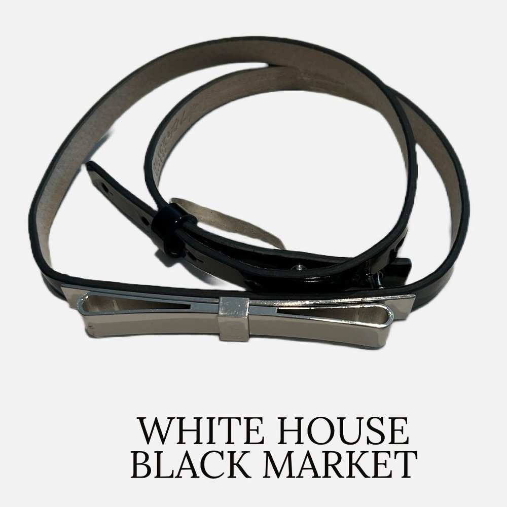 White House/Black Market  Patent Leather Belt and Sz is M Black